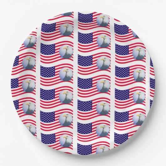 Amerikanische Flagge und Adler Pappteller (Vorderseite)