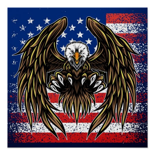 Amerikanische Flagge und Adler Poster (Vorderseite)