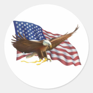 Amerikanische Flagge und Adler Runder Aufkleber