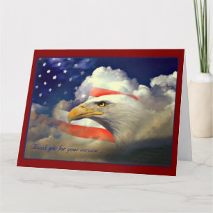 Amerikanische Flagge und Adler Veterans Day Karte