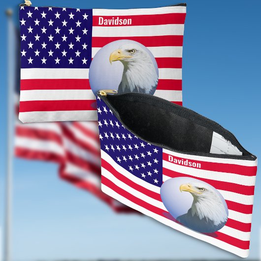 Amerikanische Flagge und Adler Zubehörtasche