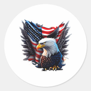 Amerikanische Flagge und Adlergrafik Runder Aufkleber