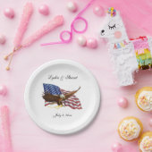 Amerikanische Flagge und Adlerhochzeit Pappteller (Party)