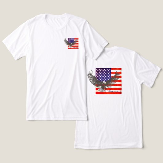 Amerikanische Flagge und Adlerleine T - Shirt (Design vorne & hinten)