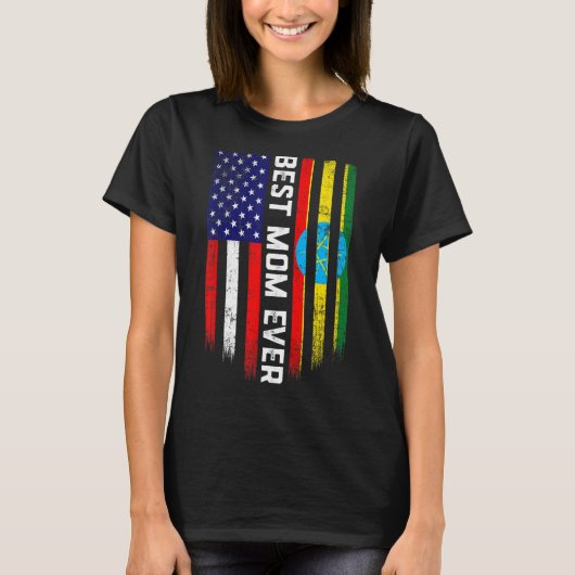 Amerikanische Flagge und Äthiopische Flagge Beste T-Shirt (Vorderseite)