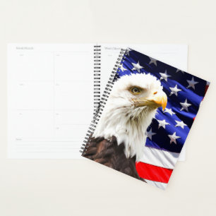 Amerikanische Flagge und Bald-Adler Planer