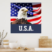 Amerikanische Flagge und Bald-Adler Poster (Küche)