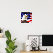 Amerikanische Flagge und Bald-Adler Poster (Heimbüro)