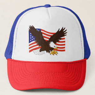 Amerikanische Flagge und Bald-Adler Truckerkappe