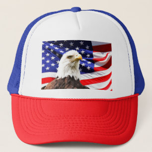 Amerikanische Flagge und Bald-Adler Truckerkappe