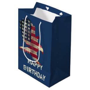 Amerikanische Flagge und Bald-Adler zum Geburtstag Mittlere Geschenktüte