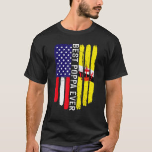 Amerikanische Flagge und Brunei Flag Beste Poppa-E T-Shirt