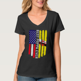 Amerikanische Flagge und Brunei Flag Beste Poppa-E T-Shirt