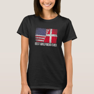 Amerikanische Flagge und Dänemark Flag Beste Freun T-Shirt