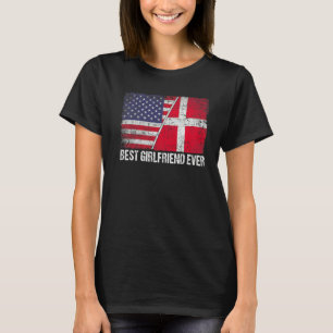 Amerikanische Flagge und Dänemark Flag Beste Freun T-Shirt