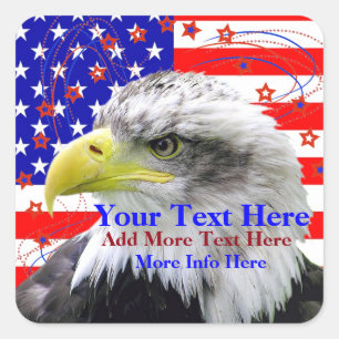 Amerikanische Flagge und Eagle-Aufkleber Quadratischer Aufkleber