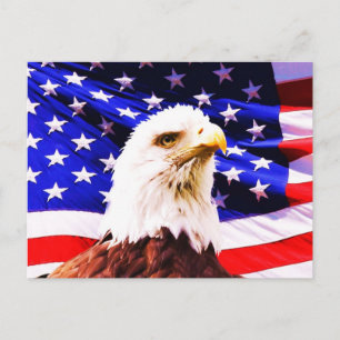 Amerikanische Flagge und Eagle-Postkarte Postkarte