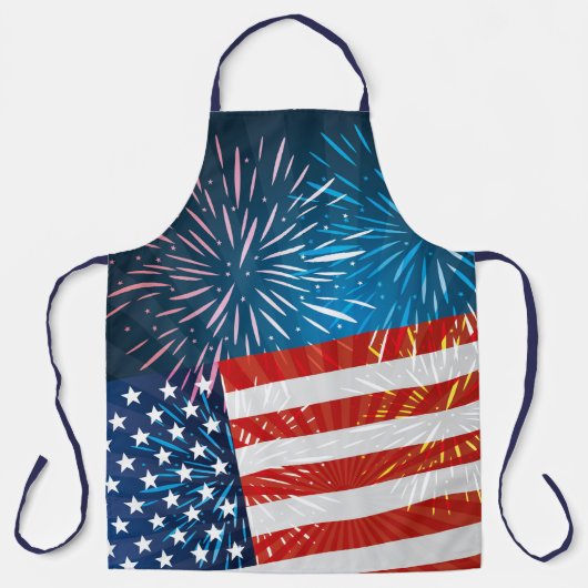 Amerikanische Flagge und Feuerwerk 4. Juli Schürze (Vorderseite)