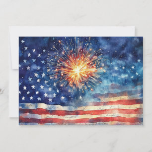 Amerikanische Flagge und Feuerwerk und das US-Treu Feiertagskarte