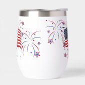 Amerikanische Flagge und Feuerwerke (Links)