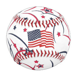 Amerikanische Flagge und Feuerwerke Baseball