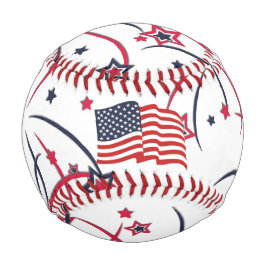 Amerikanische Flagge und Feuerwerke Baseball