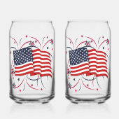 Amerikanische Flagge und Feuerwerke Dosenglas (Vorderseite)