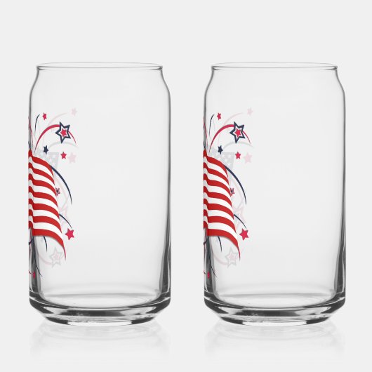 Amerikanische Flagge und Feuerwerke Dosenglas (Links)