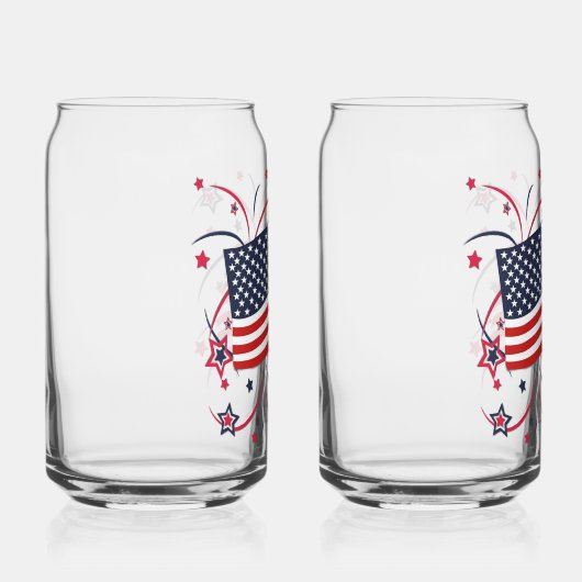 Amerikanische Flagge und Feuerwerke Dosenglas (Rechts)