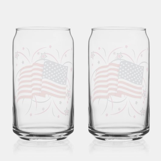 Amerikanische Flagge und Feuerwerke Dosenglas (Rückseite)