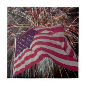 Amerikanische Flagge und Feuerwerke Fliese (Vorderseite)