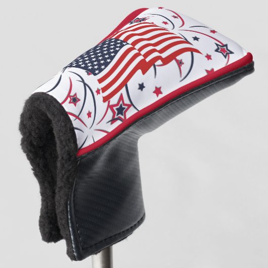 Amerikanische Flagge und Feuerwerke Golf Headcover (3/4 Vorderseite)