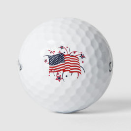 Amerikanische Flagge und Feuerwerke Golfball