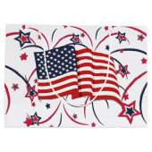 Amerikanische Flagge und Feuerwerke Große Geschenktüte (Rückseite)