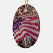 Amerikanische Flagge und Feuerwerke Keramikornament (Links)