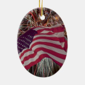 Amerikanische Flagge und Feuerwerke Keramikornament (Hinten)