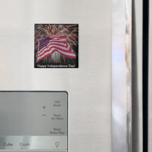 Amerikanische Flagge und Feuerwerke Magnet