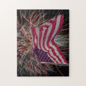 Amerikanische Flagge und Feuerwerke Puzzle (Vertikal)