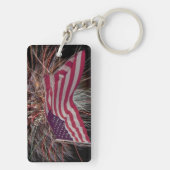 Amerikanische Flagge und Feuerwerke Schlüsselanhänger (Rückseite)