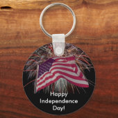 Amerikanische Flagge und Feuerwerke Schlüsselanhänger (Vorderseite)