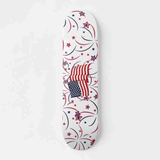 Amerikanische Flagge und Feuerwerke Skateboard (Vorne)