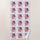 Amerikanische Flagge und Feuerwerke Strandtuch (Vorderseite)