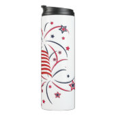 Amerikanische Flagge und Feuerwerke Thermosbecher (Nach rechts gedreht)