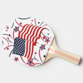 Amerikanische Flagge und Feuerwerke Tischtennis Schläger (Seitenansicht)