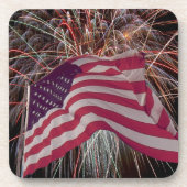 Amerikanische Flagge und Feuerwerke Untersetzer (Vorderseite)