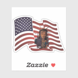 Amerikanische Flagge und Freiheitsstatue Aufkleber