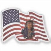 Amerikanische Flagge und Freiheitsstatue Aufkleber (Vorderseite)