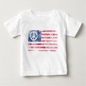 Amerikanische Flagge und Friedenssymbol gestört De Baby T-shirt (Vorderseite)