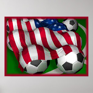 Amerikanische Flagge und Fußballplakat Poster