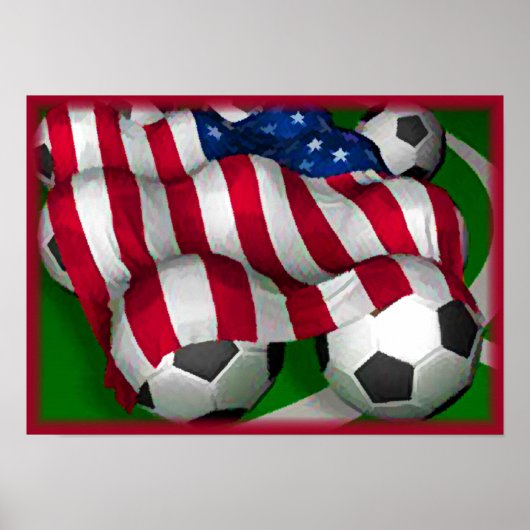 Amerikanische Flagge und Fußballplakat Poster (Vorne)
